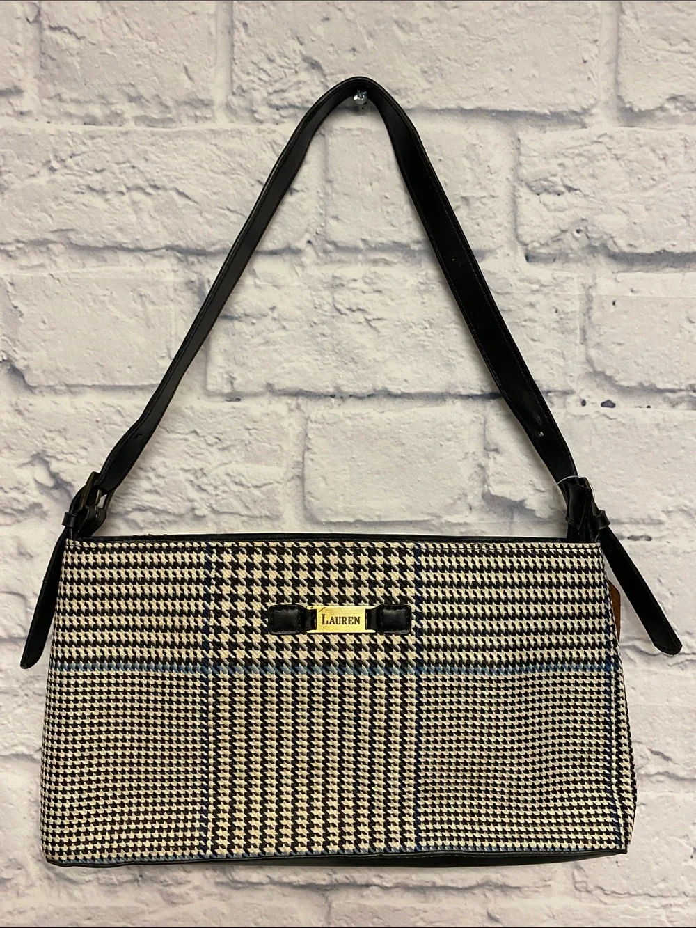 Ralph Lauren Black and Cream Houndstooth Shoulder Bag and Wallet - Picture 2 of 16